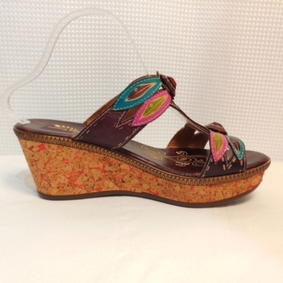 Spring Step Bonita Leather Jeweled Dragonfly Wedge Sandals Colorful 10.5 - Picture 9 of 13